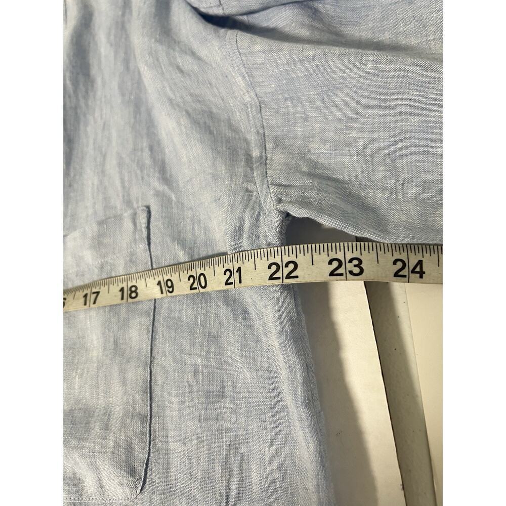 J. Jill Pure Jill 100% Linen Popover Tunic Top Blue MEDIUM Lagenlook Coastal - Picture 9 of 11